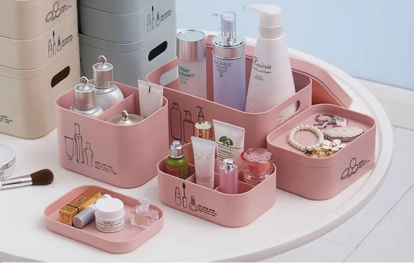 3pcs/set Korean cosmetics box desktop sundries box PP plastic storage box skincare shelf jewelry box Ok 0229