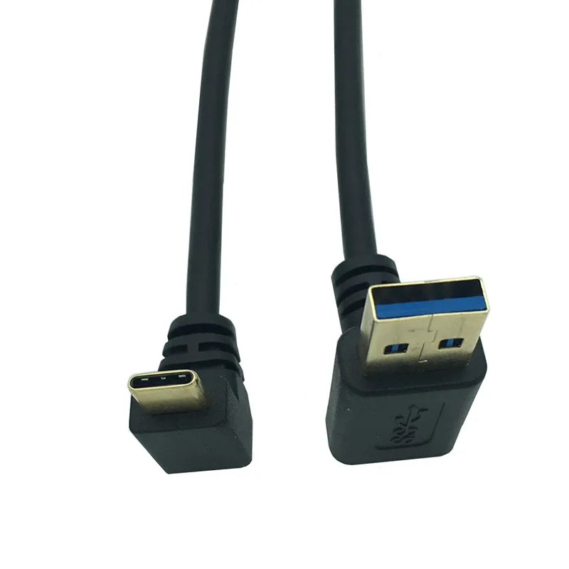 USB 데이터 동기화 및 충전 케이블 커넥터, 90 도 상하 각도 USB 3.0 수-USB3.1 C타입 수