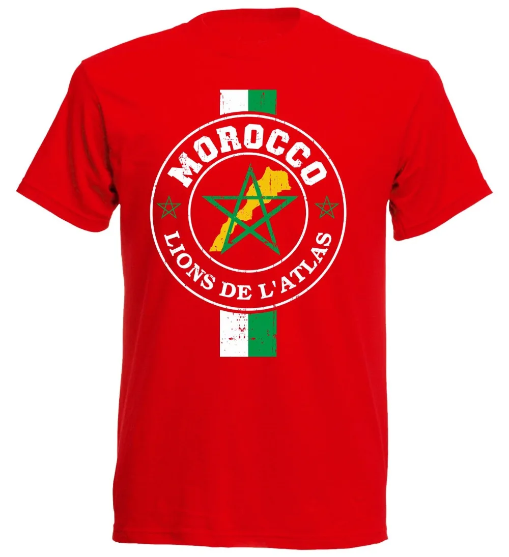 

Marokko T-Shirt Men'S Legend Footballer Soccers 2018 Morocco Lions De L' Atlas 2018 Fashion O-Neck Clothes Casual Tops Tees