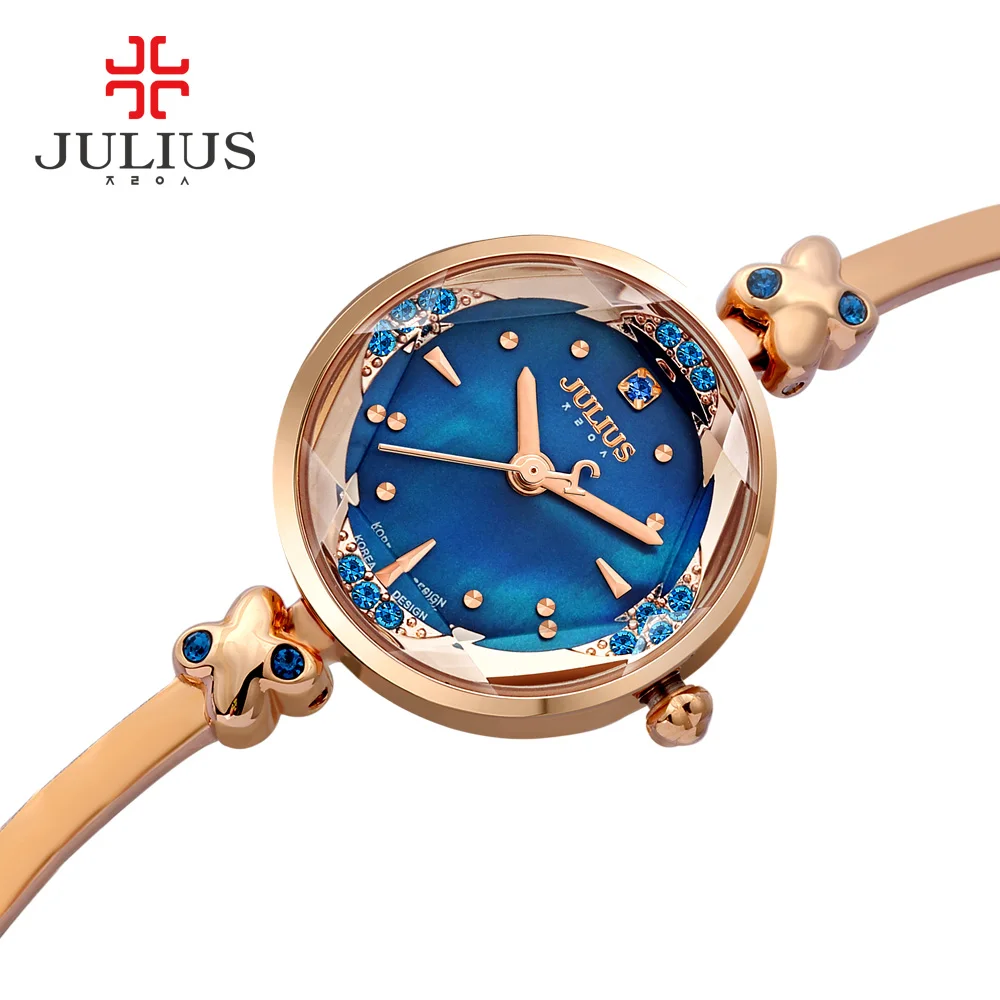 Watch JA-878 Women Fashion Watches Casual Dress Bangle Watch Rose Gold Julius Top Brand Rhinestone Relogio Feminino Dourado