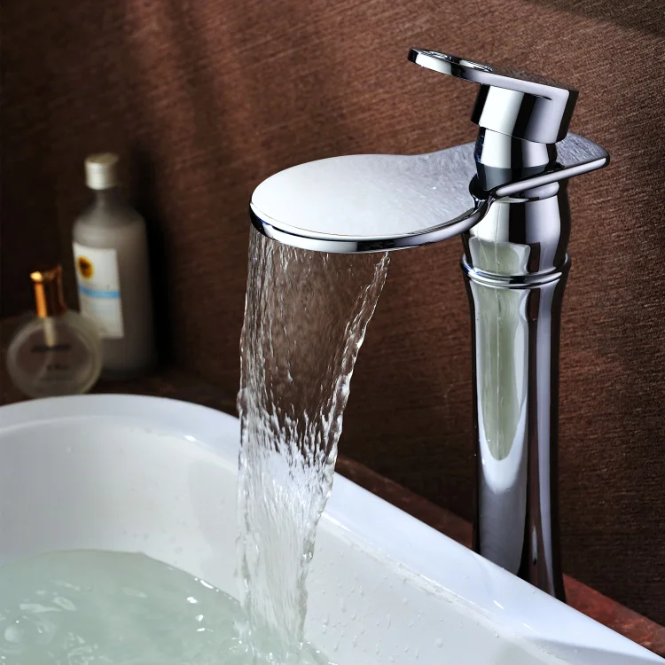 

Contemporary Chrome Finish single Hole Single Handle Vessel Bathroom Sink tall Faucet mixer tap