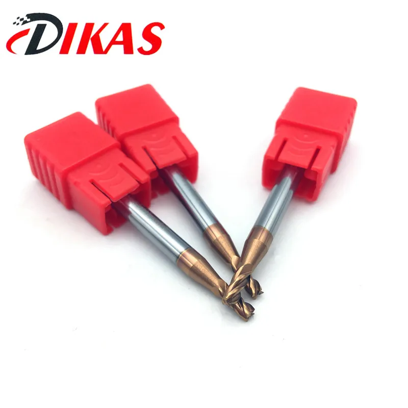Dikas 55HRC d2.5 * 8L * D4 * 50L * 4F materiał węglik kwadratowy frez trzpieniowy 2.5mm powłoka nano zastosowanie do frezarki szybkobieżnej