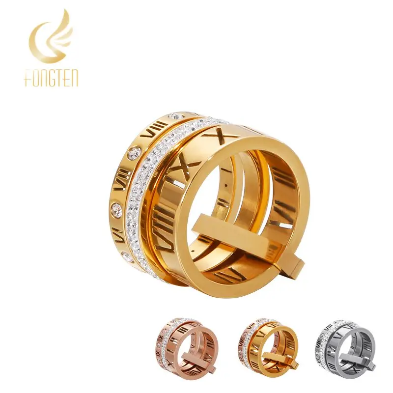 Roman Numerals Engagement Wedding Rings For Women Stainless Steel S Rose Gold Color Ladies Luxury Ring Bohemian Jewellery