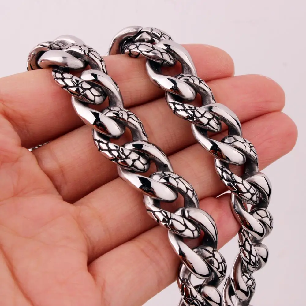 Extra-coarse Hip Hop Men Chain Jewelry Top quality Thick Stainless Steel Big Chunky Hippie Rock Necklace 14mm Width