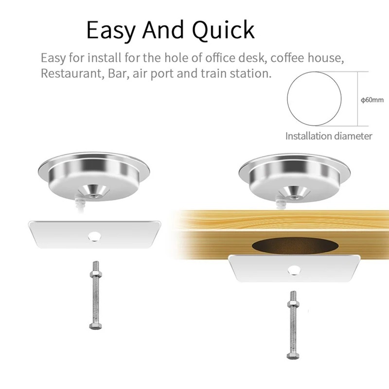 Universal 15W Qi Wireless Charger for Samsung S21 S20 IPhone 11 13 12 Pro X Max Furniture Office Table Desk Mounted Charging Pad