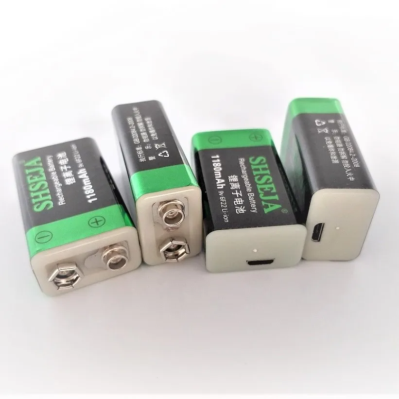 

100% 4pcs 9V 1180mWh lithium li-po li-ion rechargeable battery USB rechargeable BATTERY