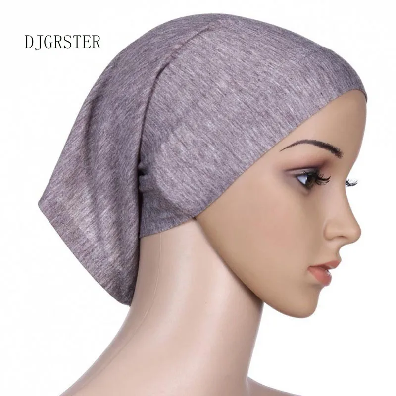 DJGRSTER Stretchable Hijab Underscarf Cap Shawl Muslim Islim Scarf Inner Headband Hijab Polyester Fiber 15 Colors Wholesale