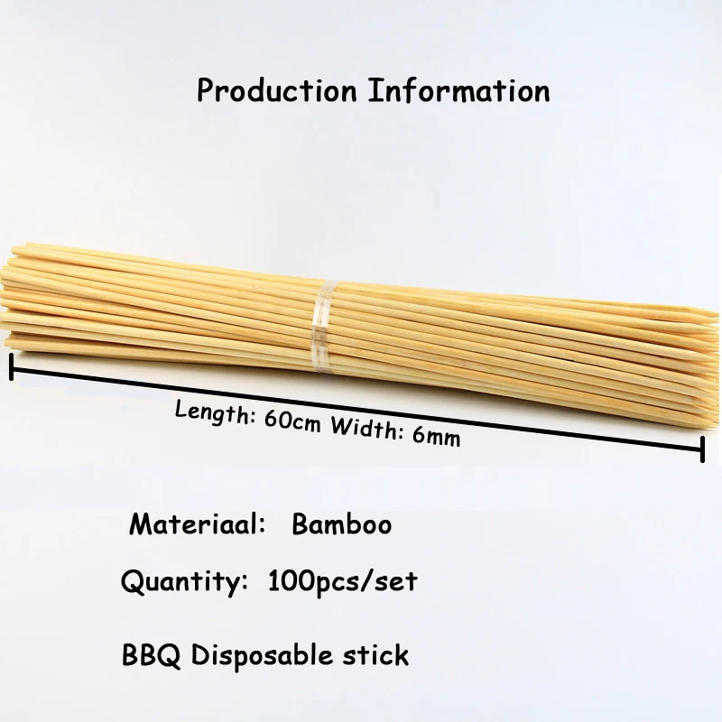 Barbecue Sticks Grill Sticks BBQ Prod Fork Bamboo Meat Disposable Barbecue Stick Long Party Outdoor Barbecue Tools 6mm*40/60cm