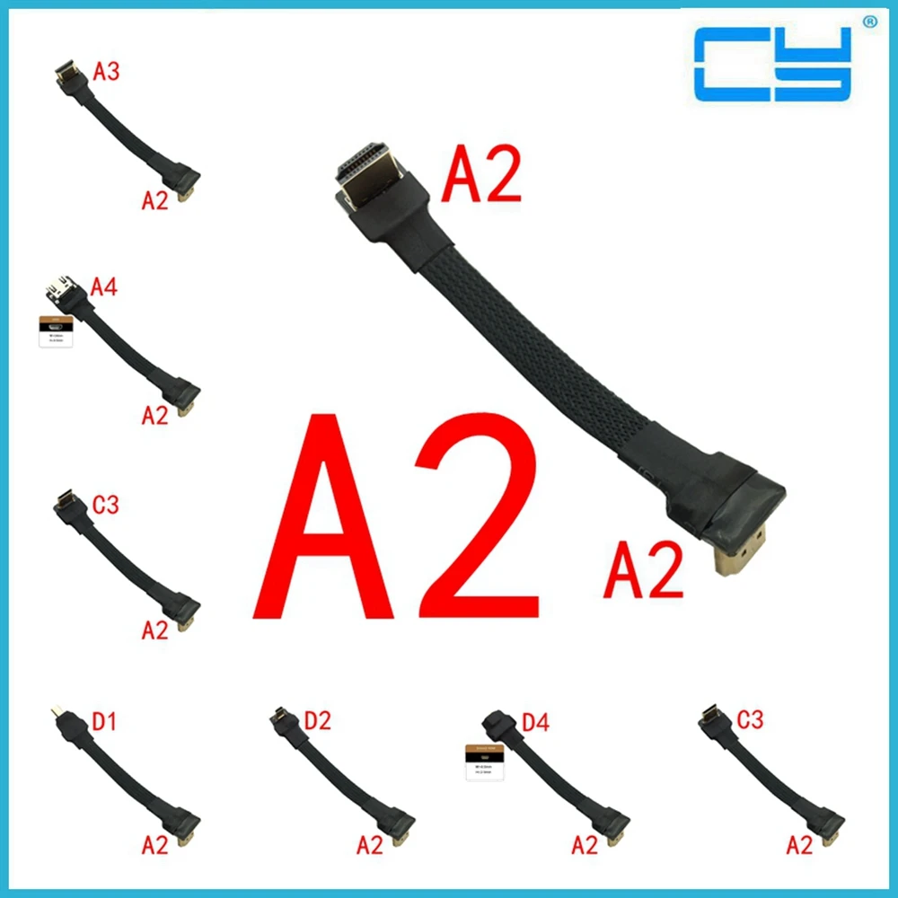 

FPV Dual Up Angled 90 Degree HD-compatibleType A Male to Male HDTV FPC Flat Cable for Multicopter Aerial Photography 10CM 50CM