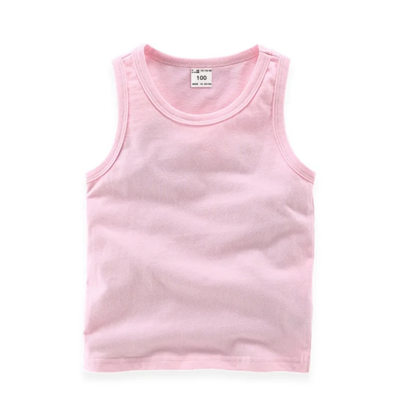 DE PEACH Summer Cotton Children Vest Tshirt For Boys Girls Kids Sleeveless Tops Toddler Baby Boys Girls Clothes For 1-12 Years