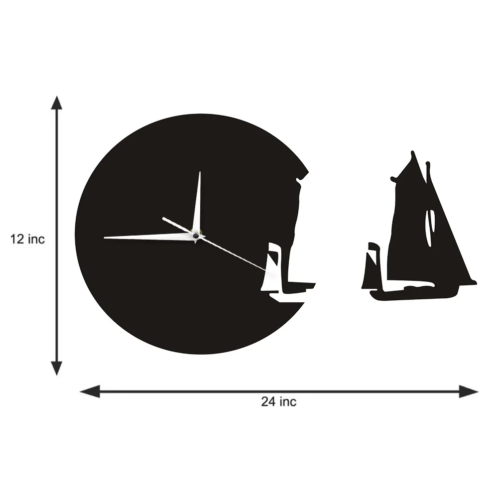 Yacht Leaving Wall Clock Modern Design Home Decor Sea Style Wall Watch The Sailing Boat Ship Clock Sailors Marines Gift