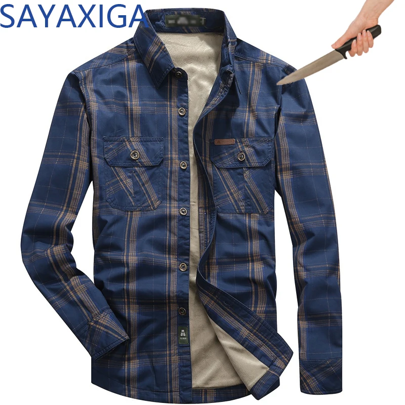 Men Cutfree Stabfree Shirt Protection Self Defense Shirts Stab-resistant Plaid Shirt Invisible Anti-cut Anti Stab swatt Blouse