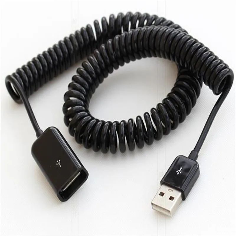 3 m Telescopic USB Male to Female Extension Cable Spring Type USB2.0 Male Extension Cable USB Spring Cable for Mobile Computer