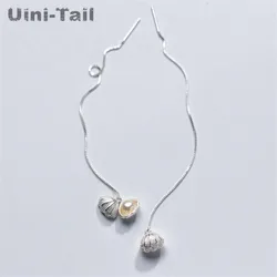 Uini-Tail hot new 925 Tibetan silver Korean sweet shell earrings long pearl tassel earrings wild temperament simple fresh ED245