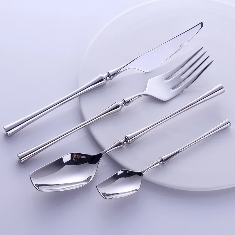 Western Portable Cutlery Set Travel Tableware 24pcs 304 Stainless Steel Dinner Set With Luxury Handle Knife Fork Dinnerware