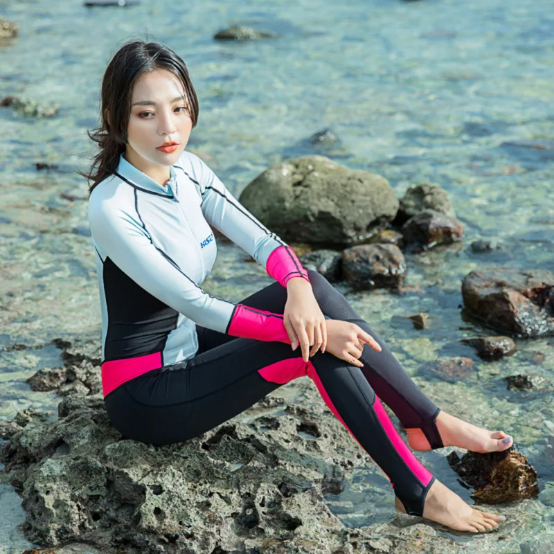 

New diving suit one-piece swimsuit female sunscreen long-sleeved trousers zipper surfing sunscreen quick-drying clothes