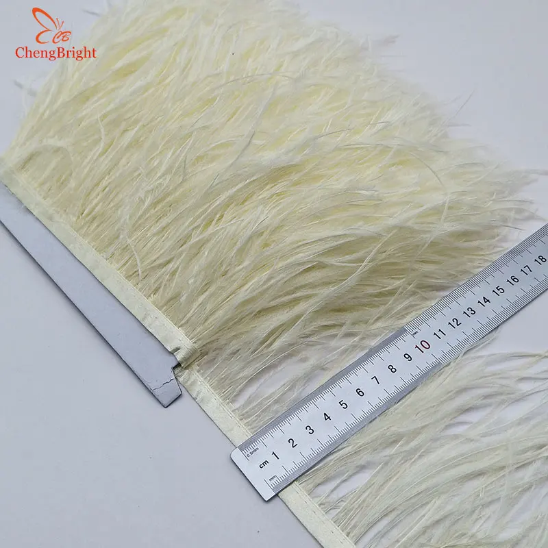 ChengBright Wholesale High Quality 10Yards Mint Green Ostrich Feather Ribbon Ostrich Feathers Trim Fringe Clothing Decoration