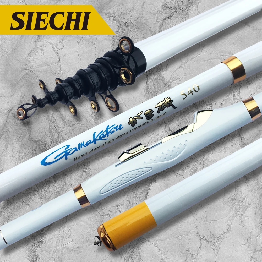 Hard 2.7/3.6/4.5/5.4/6.3Meters Rock Hand Pole Carbon Fiber Telescopic Spinning Fishing Rods Fish Tackle Black/White