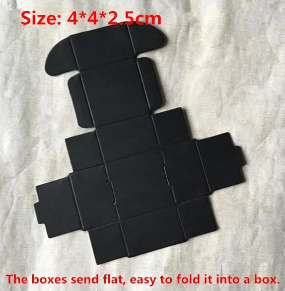 100pcs/lot-4*4*2.5cm Small Size Black Paper Crafts Boxes Event Party Wedding Gift Aircraft Cardboard Package Boxes