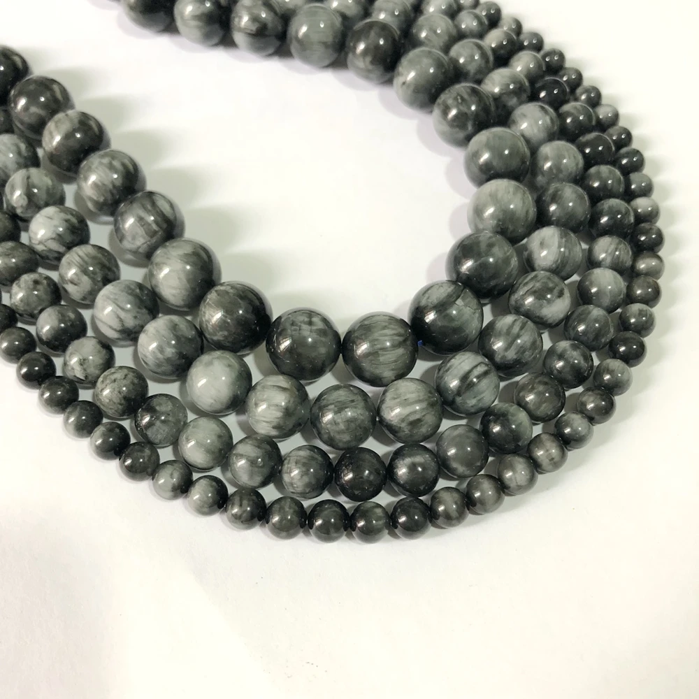 One strand 100% Natural Hawk Eye Bead Gem stone Beads 6MM 8MM 10MM 12MM Round Gem Stone Jewelry Loose Beads 15.5