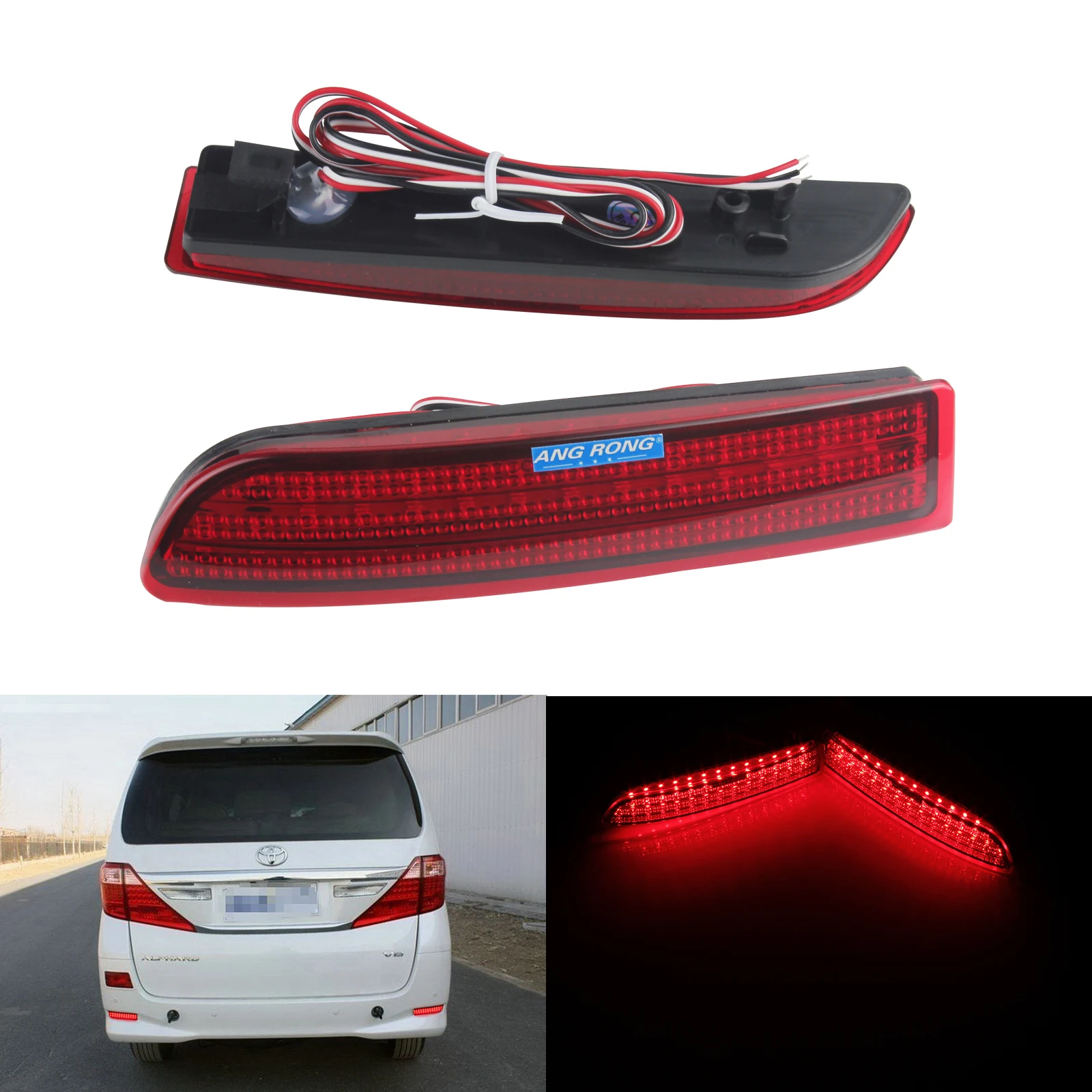 

ANGRONG For Toyota Alphard MK I Previa RAV4 Avensis Scion xD Red Rear Bumper Reflector Light