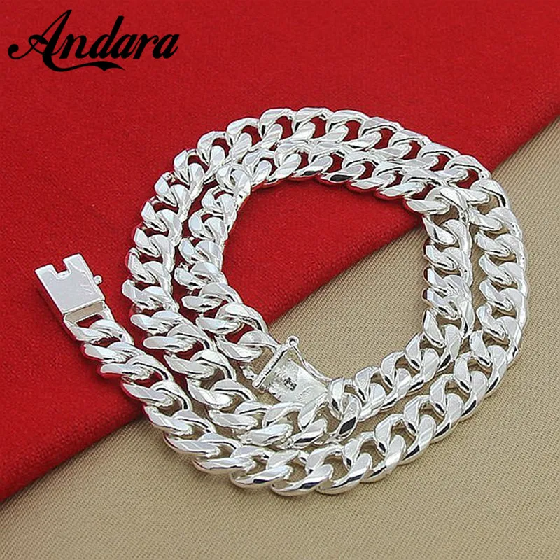 High Quality 10MM 20\'\'24\'\' 50cm 60cm Men Necklace 925 Silver Link Chain Necklaces For Male Jewelry Party Gift