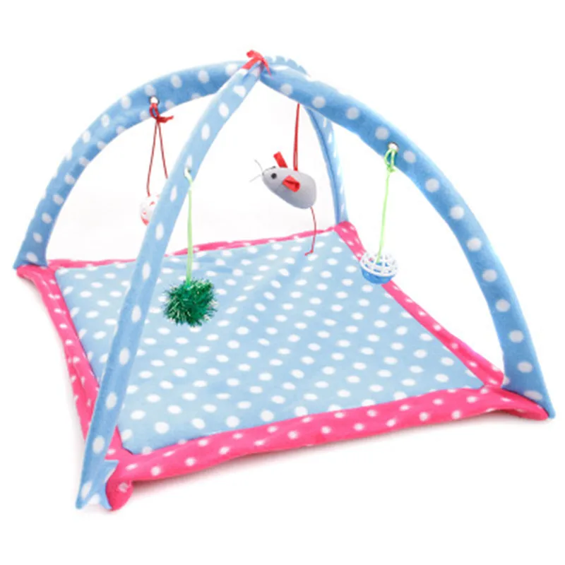 Cat toy bed cat tent that will sound Breathable green cartoon fun bell toy Pet hammock rattle cat funny toy