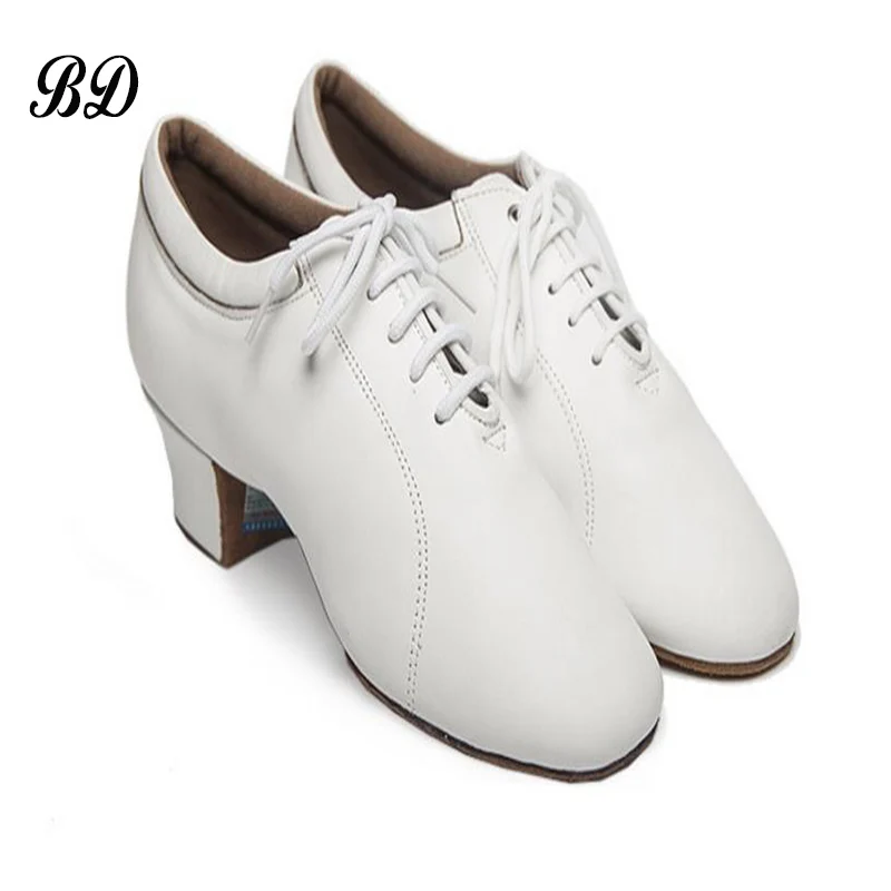 BD Latin Dance Sports SHOES Profession Ballroom Shoe Modern Soft Cowhide Genuine Leather Wearable 419 White Jazz Slip-UP HOT