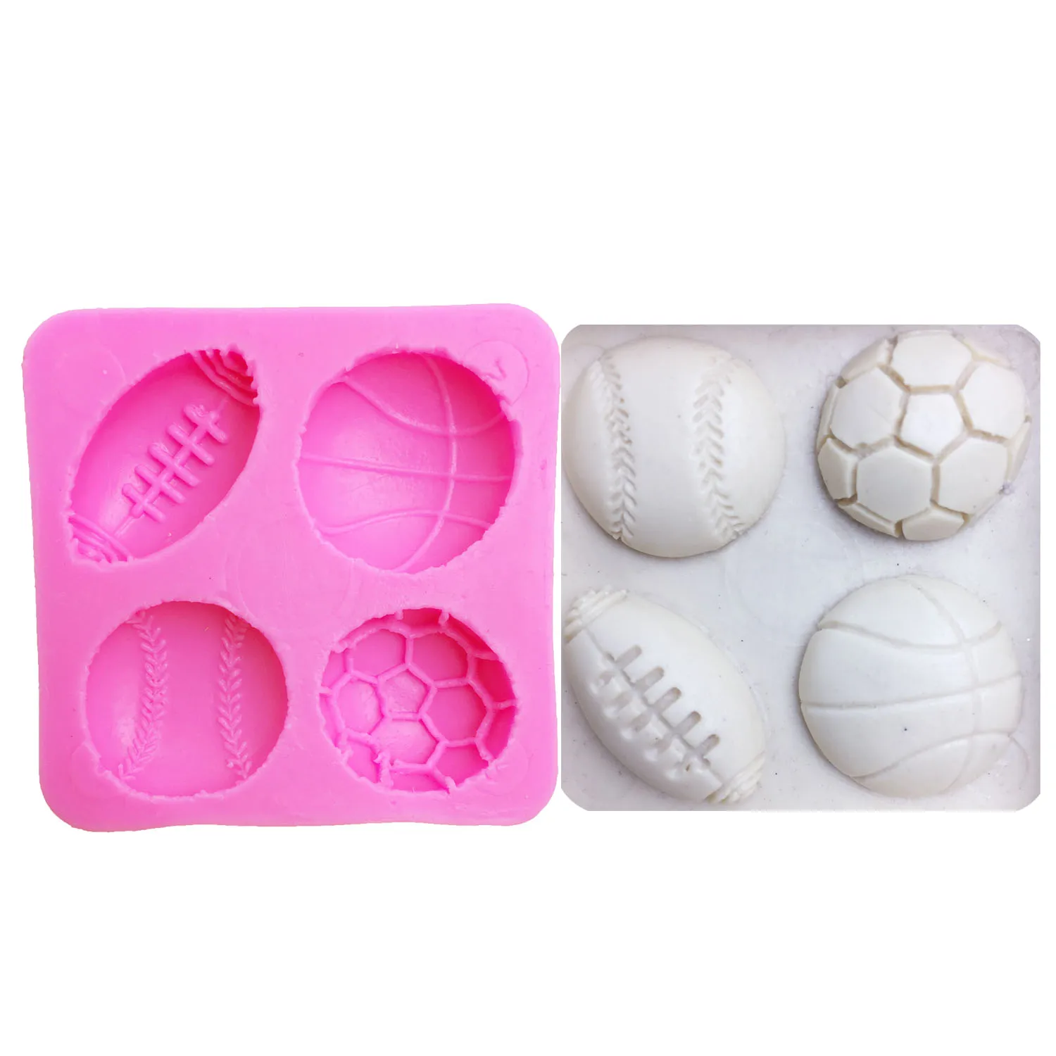 M0149 Football/ basketball/baseball fondant silicone mold for kitchen chocolate candy Clay making cupcake cake decorating tools