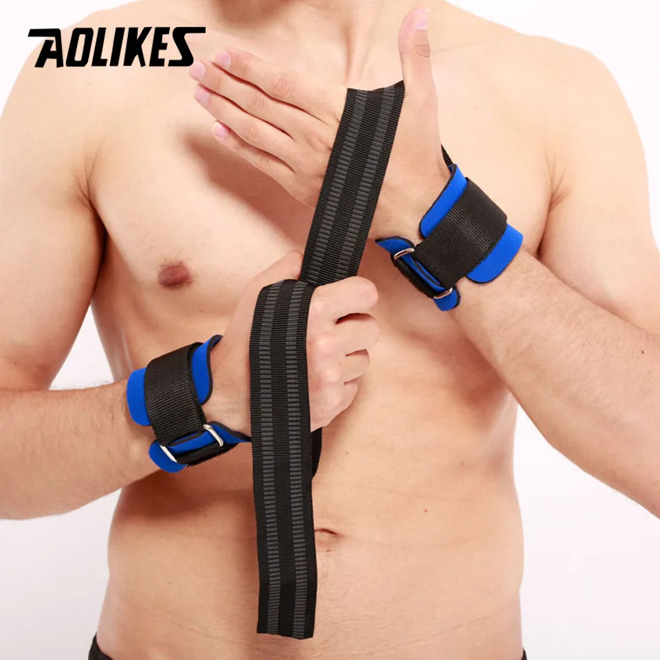 AOLIKES 2PCS/Lot Gym Sport Wristband Fitness Dumbbells Training Wrist Support Straps Wraps With Hand Power Bands Horizontal Bar