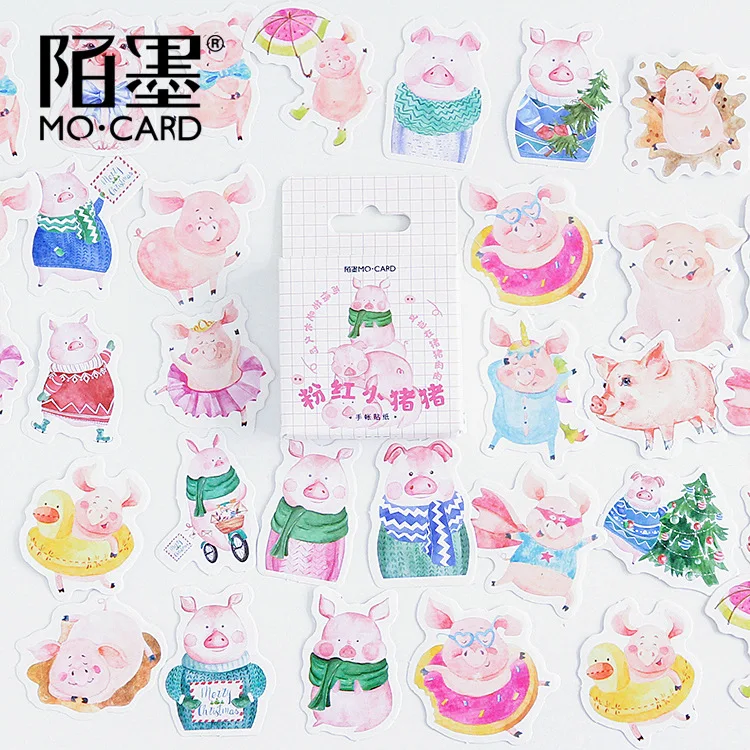 Cute Pink Pig Journal Decorative Stickers set Scrapbooking Stick Label Diary Stationery Album Stickers