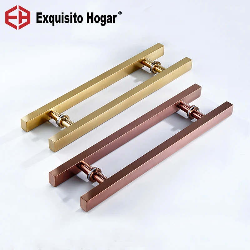 

Custom Glass Door Square Handle Light Rose Gold Wooden Stainless Steel Cabinet Handle Big Handle 600MM