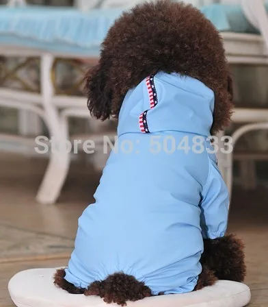 Pet Dog Pu RainJacket with Fluorescence line 4 Legged Doggie Rainwear XXS-XXL