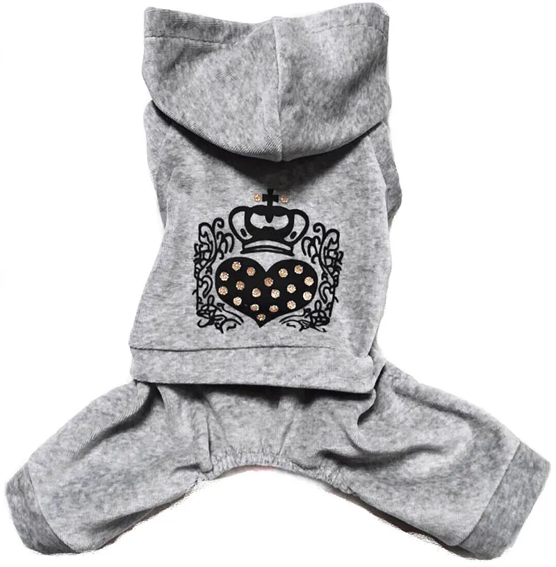 FODOG Pet Dog Cat Sport Hooded With Crown Heart Pattern Velvet Dog Jumpsuit Pet Clothing Dog Coat Pet Product Clothing Jacket