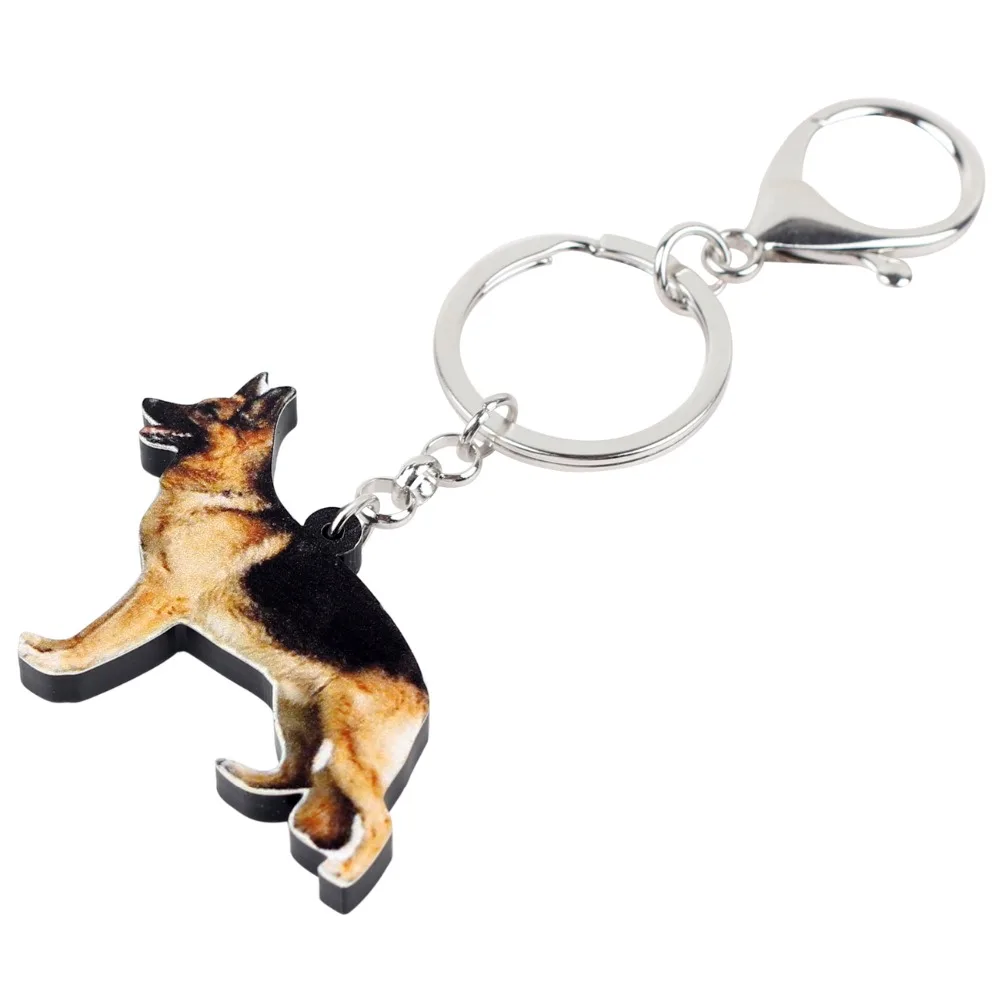 Bonsny Acrylic Standing German Shepherd Dog Key Chains Keychains Ring Animal Jewelry For Women Girls Pet Lovers Bag Car Charms