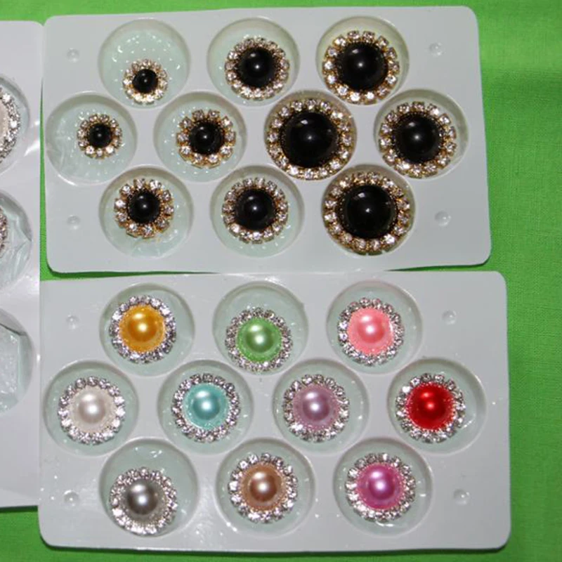 ZMASEY 10 pz/lotto 15mm bottoni diamante da sposa perla fattore prese bottoni strass bottone decorativo accessorio per capelli fai da te