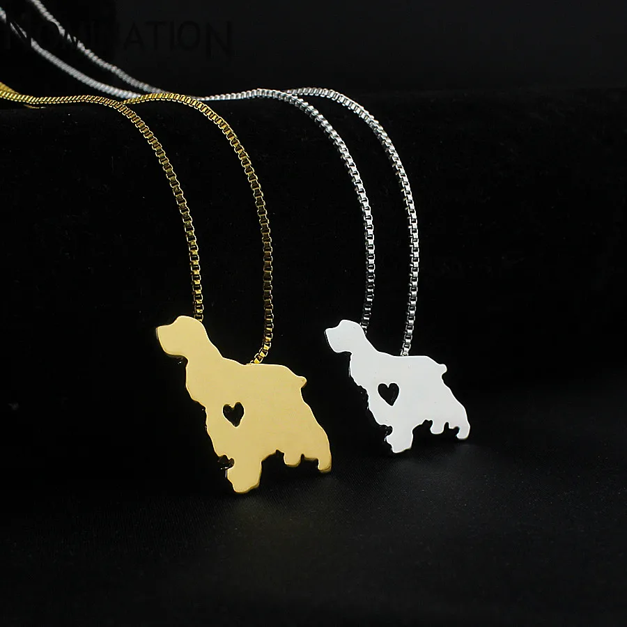 Cocker Spaniel dog necklace animal pendant jewelry golden colors plated