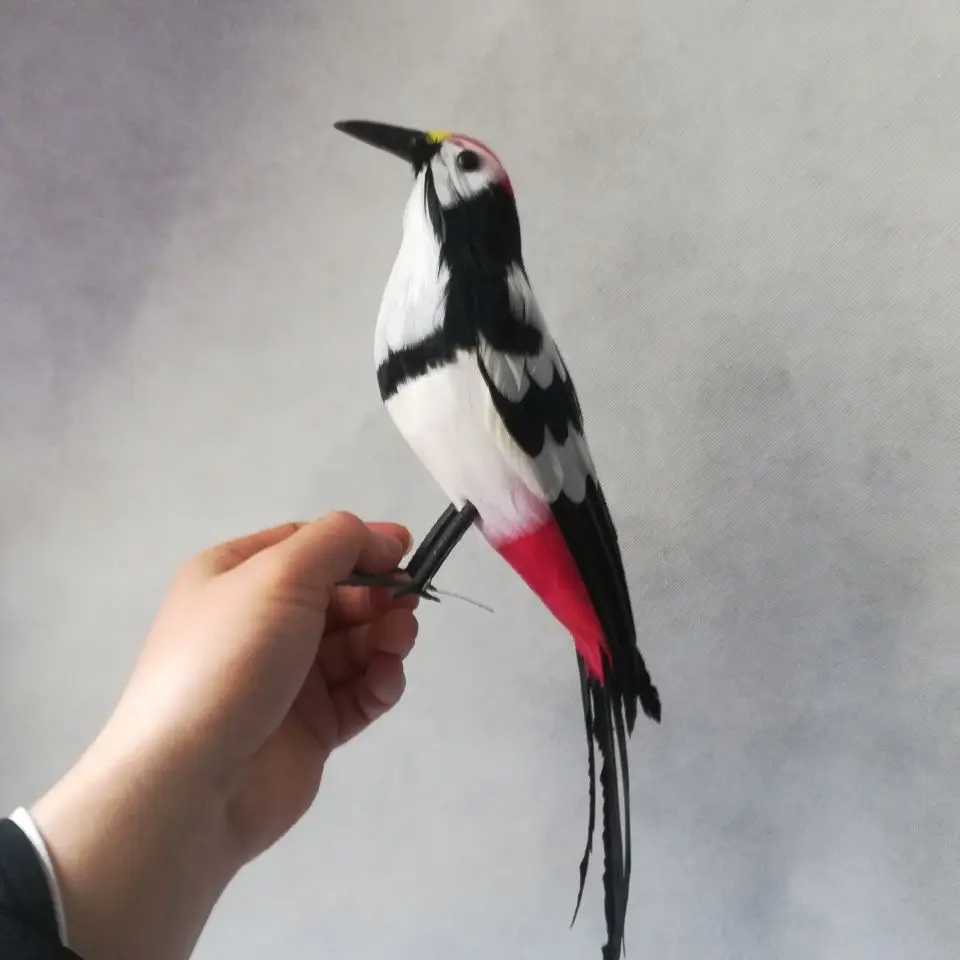 about 30cm wood pecker bird real life toy foam&feathers woodpecker model garden decoration filming prop,gift h1580