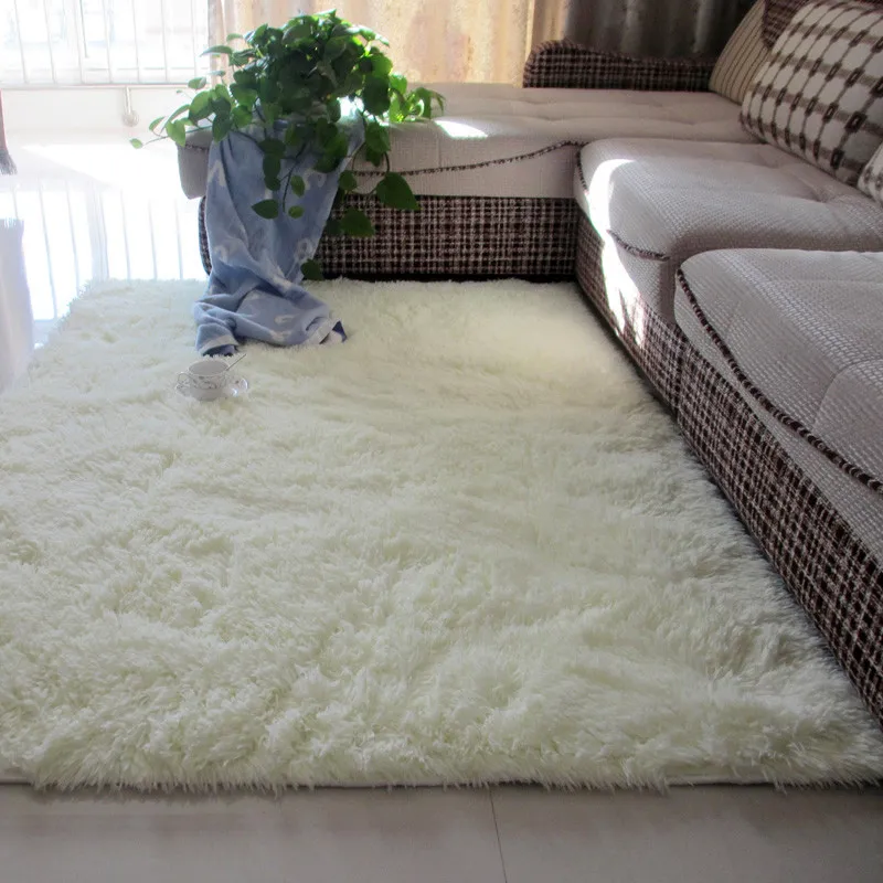 Thickened washed silk hair non-slip carpet living room coffee table blanket Bedroom bedside mat yoga rugs solid color plush rug