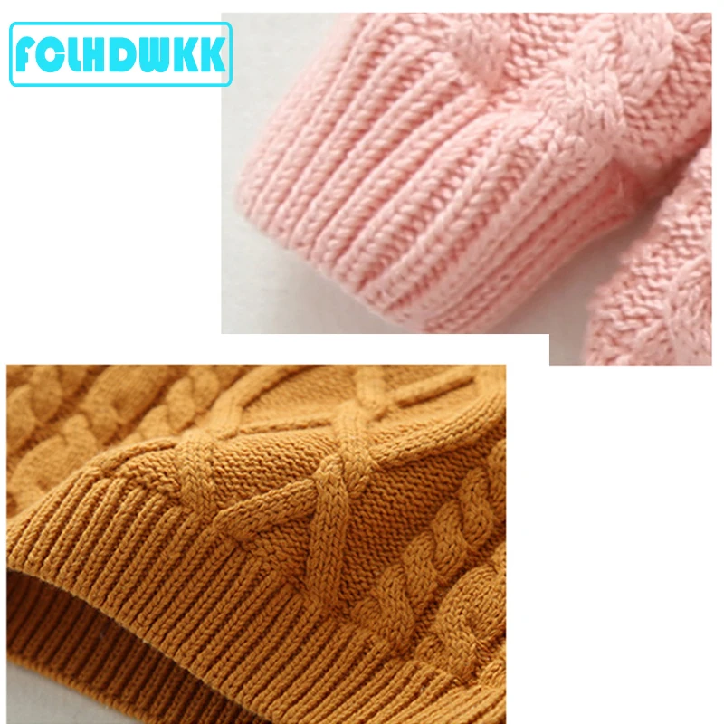 FCLHDWKK Pure Color Thicken Winter Baby Girl Sweater Boy Girls Kid Thicken Knitted Bottoming Shirts Pullover Sweaters 18M-8T