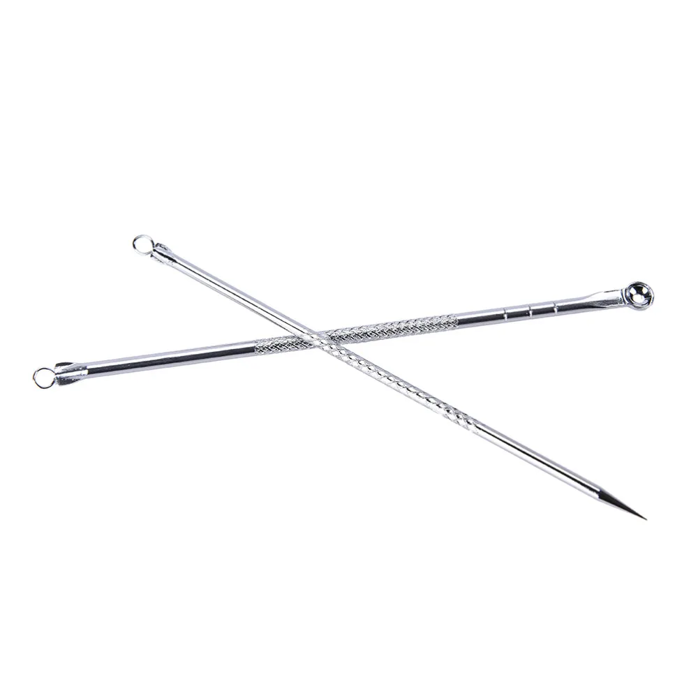 2Pcs Argento Comedone Comedone Acne Brufolo Blemish Remover Extractor Inox Aghi Rimuovere Strumenti di Viso Cura Della Pelle Pore Cleaner