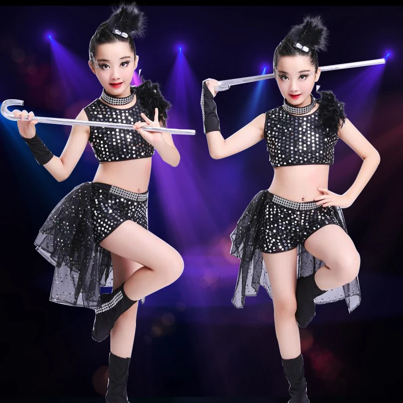 Children boy girl Dance jazz Costume New Style Sequin hip hop Dance Jazz wear Kids Dance Competitions Performance Stage skirt