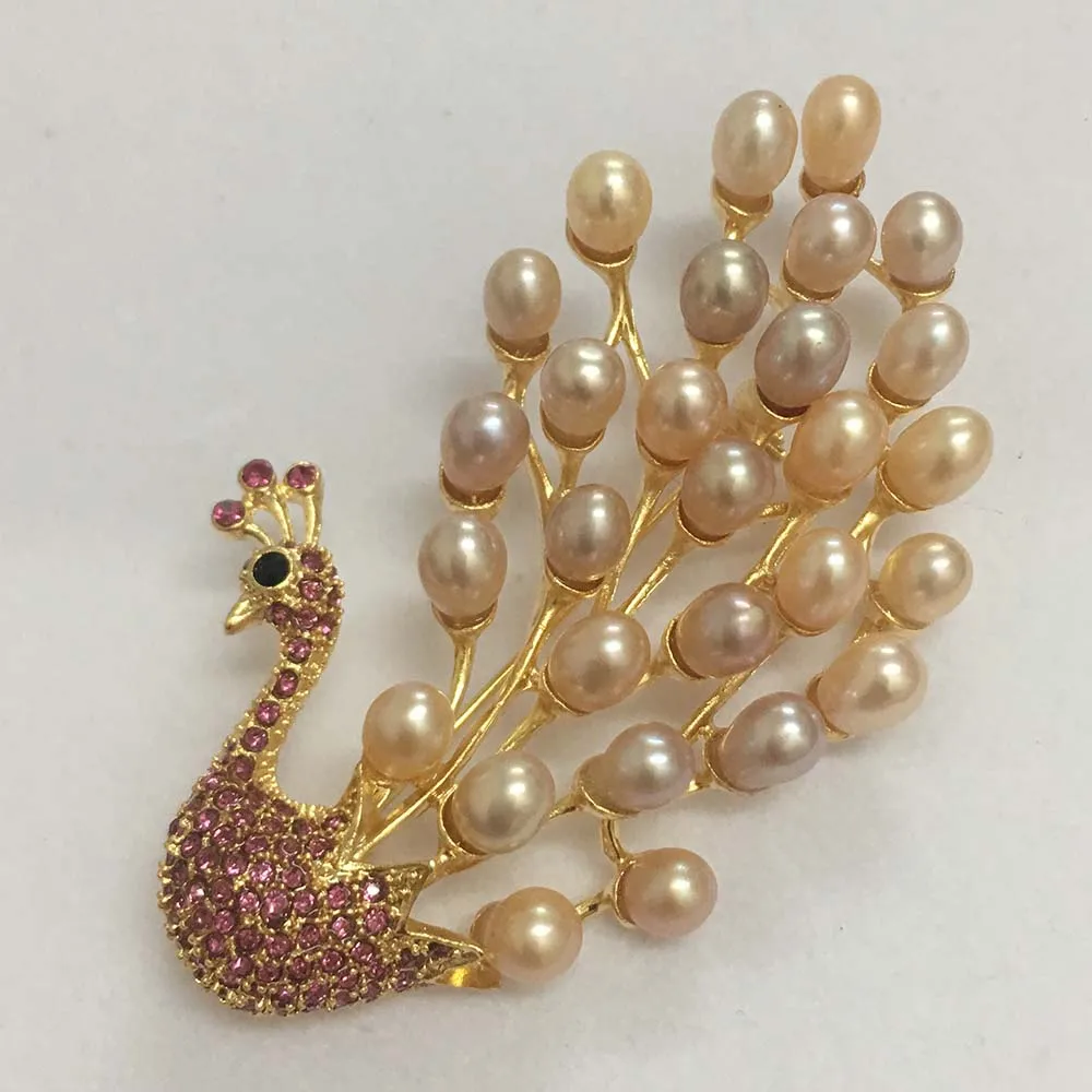 

drop free shipping 100% nature freshwater pearl brooch -very fashion high quality AAA pearl, peacock style,many pearls