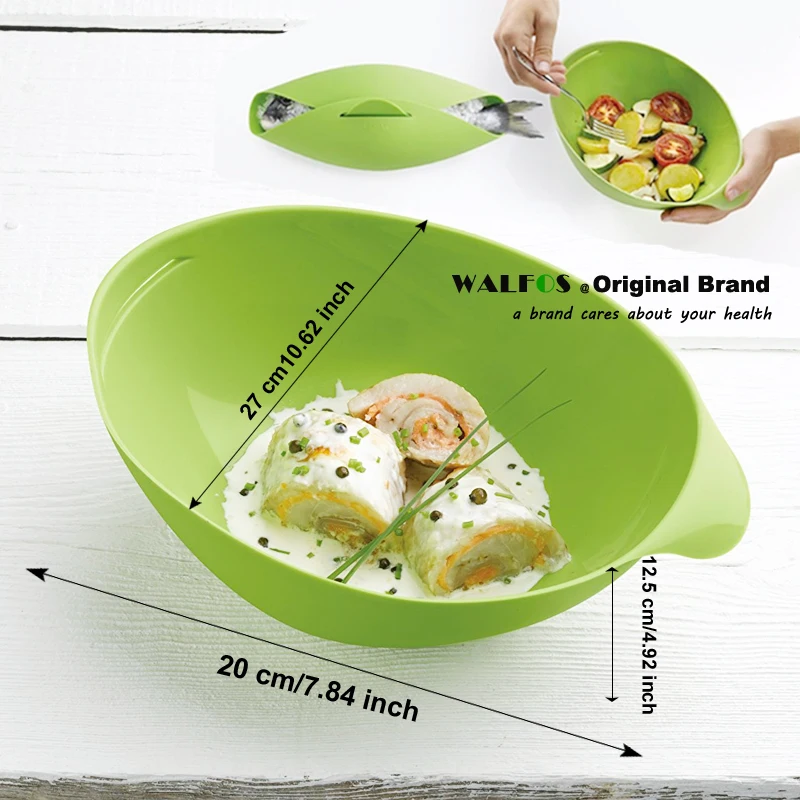 WALFOS Silicone Steamer Microwave Steamer Oven Fish Kettle Poacher Cooker Food Vegetable Bowl Basket Kitchen Cooking Tools