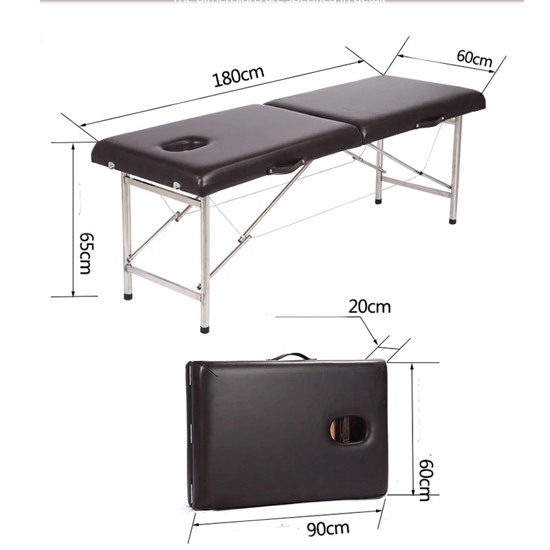 Folding Beauty Bed 180cm length 60cm width Professional Portable Spa Massage Tables Foldable with Bag Salon Furniture Wooden