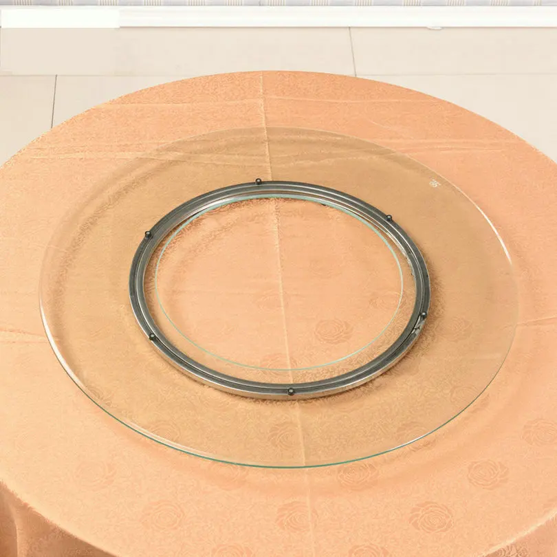 HQ HG01 80-120 CENTIMETRI Hollow Rotondo di Vetro Top con Acciaio inossidabile Lazy Susan Girevole Piatto per Piatto Caldo decorazione Della tavola