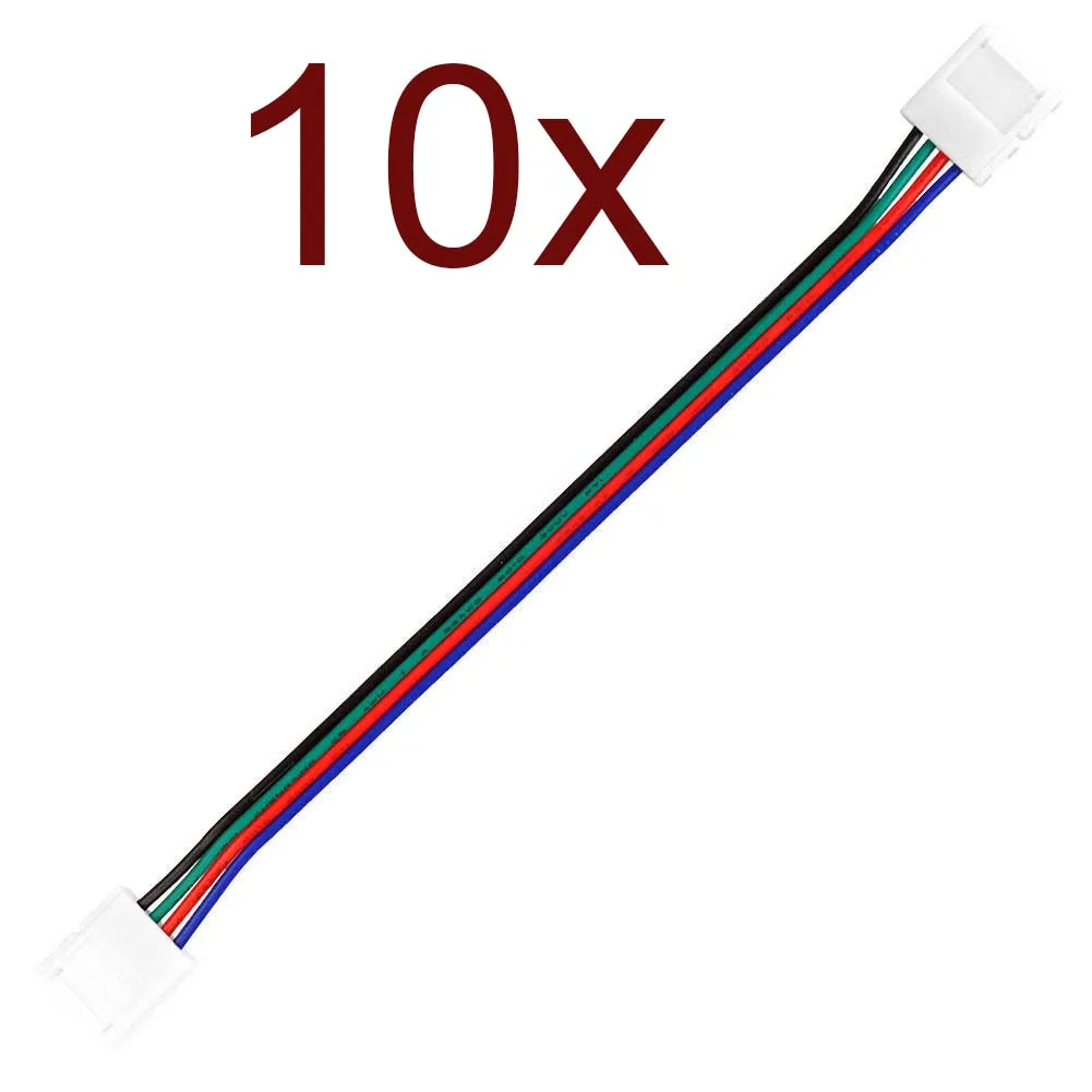 10pcs LED 10mm RGB Flexible Strip Light SMD 5050 Cable Connector NEW