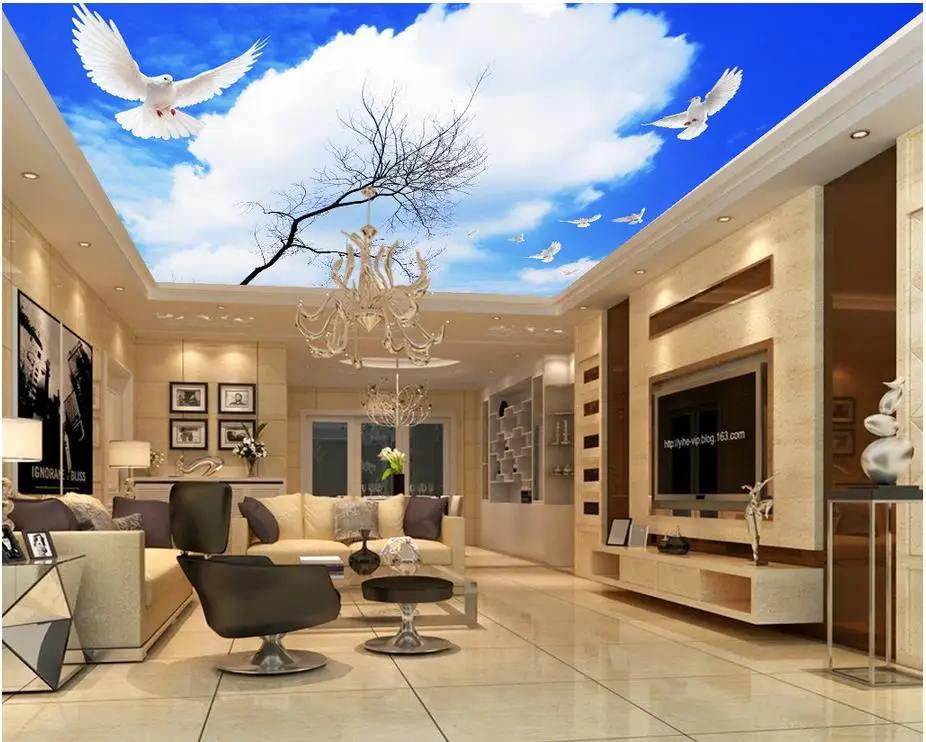 

Blue cloud dove ceiling 3d wallpaper living room Home Decoration Non woven wallpaper 3d wallpaper mural