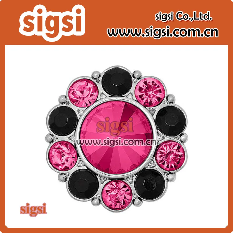 pink&black crystal fashion acrylic rhinestone button for clothing decoration