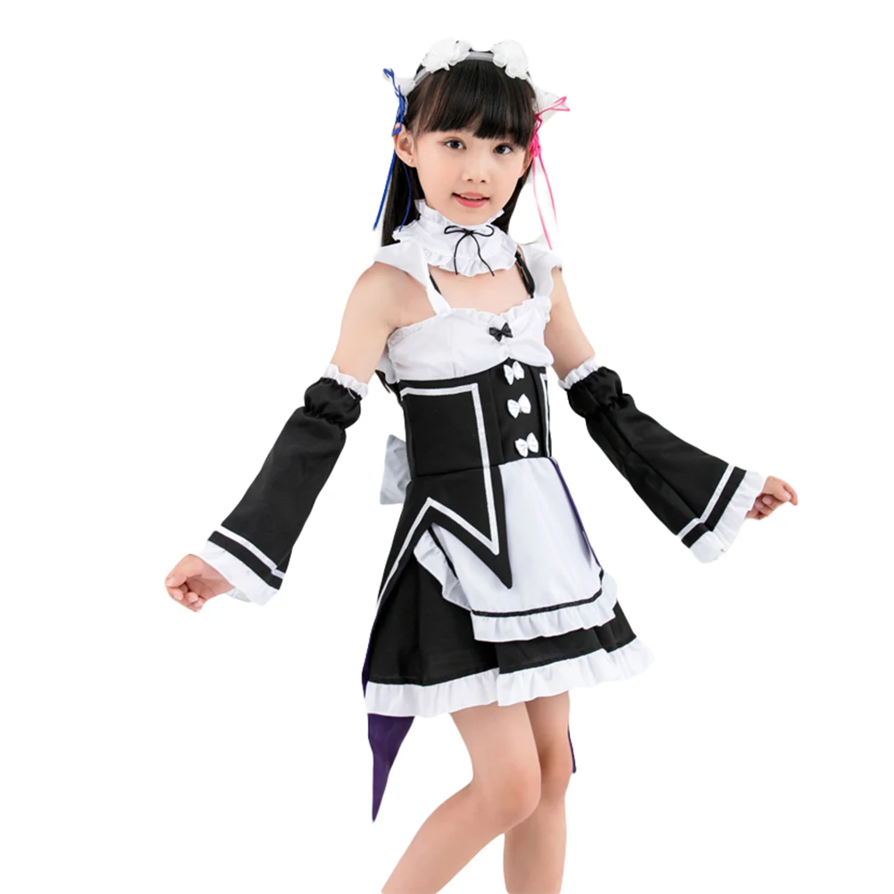 ELBCOS RE Zero Kids Ram Rem Cosplay Costume Apron Dress